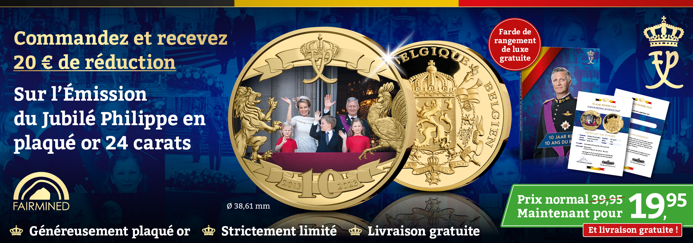 Philippe 10 ans Roi plaques or