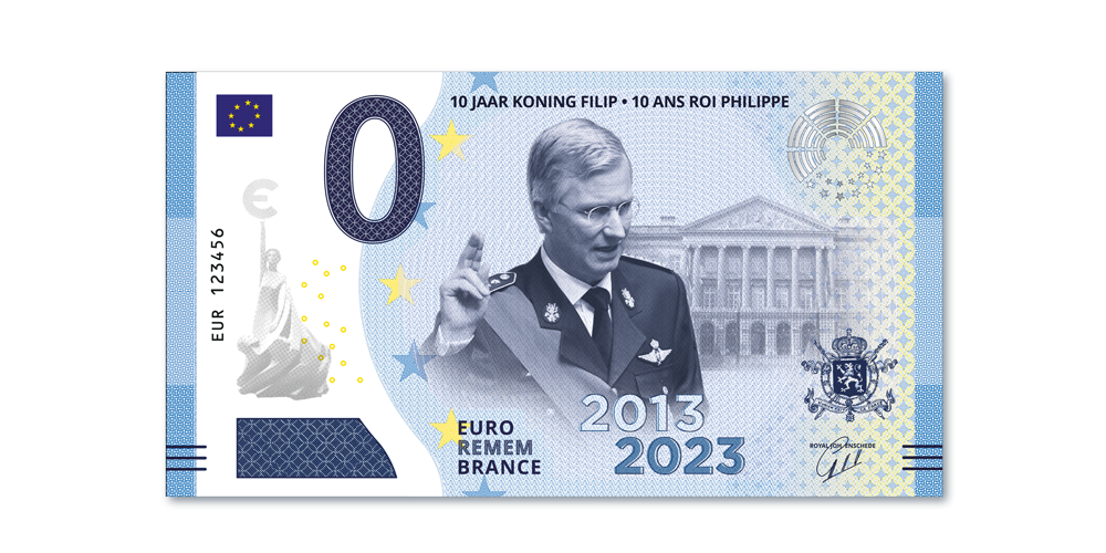 Officiel Billet Commémoratif Euro « 10 ans du Roi » GRATUIT Officiel Billet Commémoratif Euro « 10 ans du Roi » GRATUIT