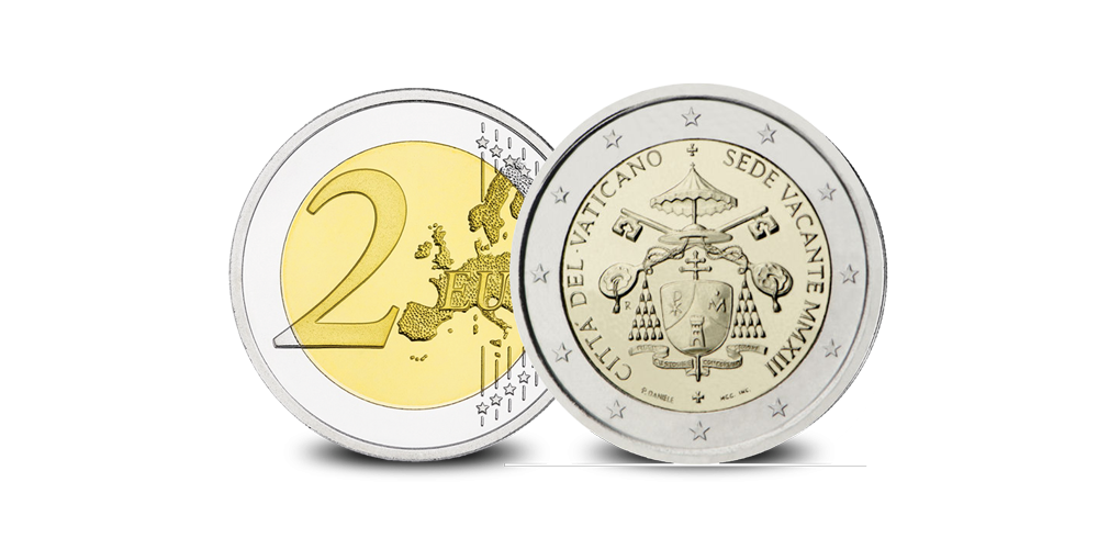 Pièce de 2 € commémorative officielle du Vatican SANS Pape Pièce de 2 € commémorative officielle du Vatican SANS Pape