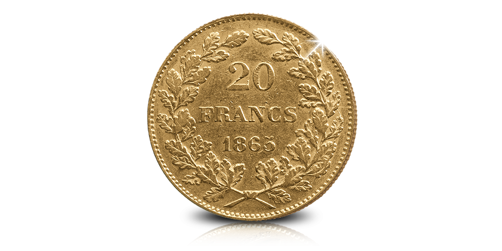 L’un des plus anciens francs belges en Or: 20 Francs 1865
