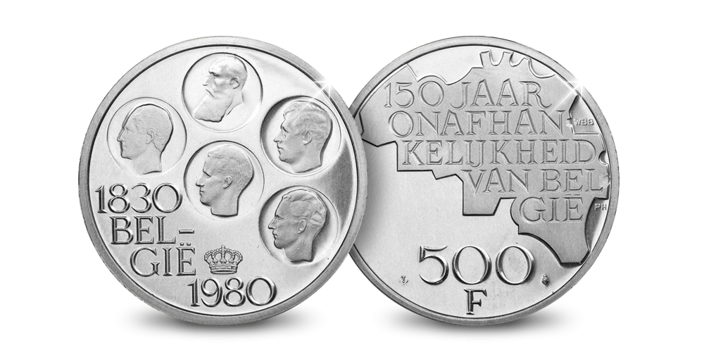 500 Francs Belge 1980 en argent massif, Variante flamande 500 Francs Belge 1980 en argent massif, Variante flamande