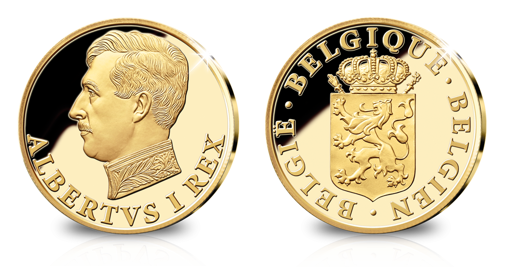 Pièce en or massif Roi Albert 1 - « L’Arbre Généalogique Royal de la Belgique en Petites Pièces d’Or »