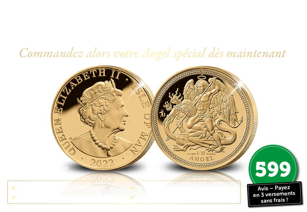 Unique : Pièce d' Ange 2022 en 1/10 Once avec le portrait de la reine Elizabeth