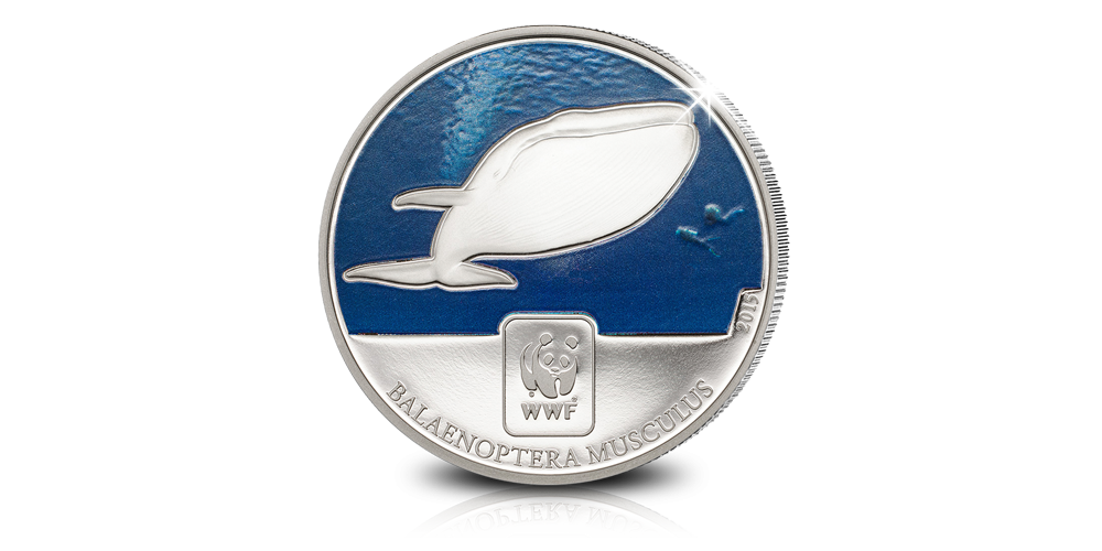Pièce Officielle du WWF pour la Baleine Bleue menacée Pièce Officielle du WWF pour la Baleine Bleue menacée