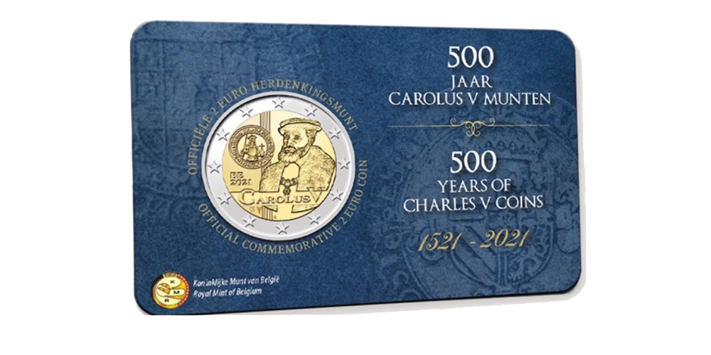 Pièce Belge de 2 Euros 2021 « 500 ans Charles V » BU en coincard néerlandophone Pièce Belge de 2 Euros 2021 « 500 ans Charles V » BU en coincard néerlandophone