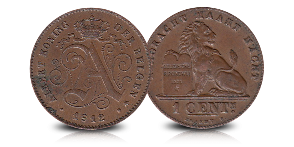 Les cinq centimes du Roi Albert Ier dans 1 ensemble complet !