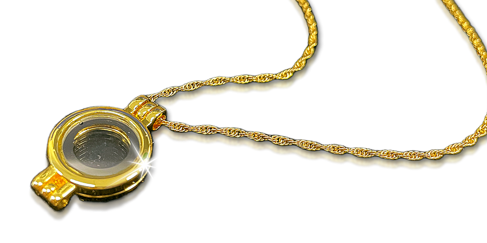 Chaine en laiton plaqué or avec médaillon conçu pour une pièce de 11mm