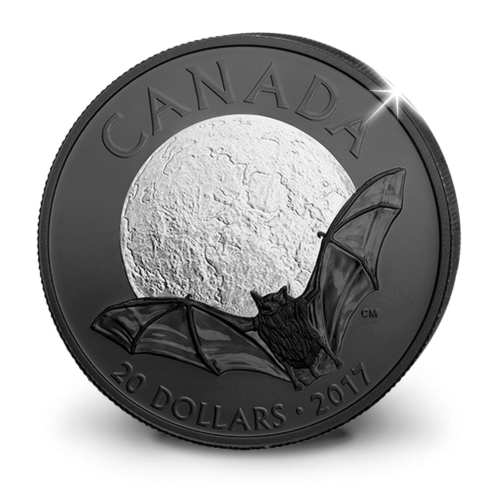 La petite chauve-souris brune sur une magnifique monnaie plaquée au Rhodium La petite chauve-souris brune sur une magnifique monnaie plaquée au Rhodium