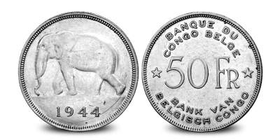 '50 Francs Elephant 1944 Belgian Congo