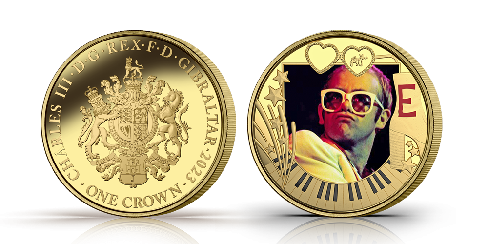 5 pièces Elton John colorées plaquées or en hommage à une légende de la musique !