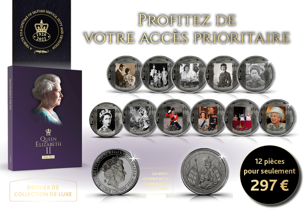 Ensemble de la Reine Elizabeth plaquée or noir