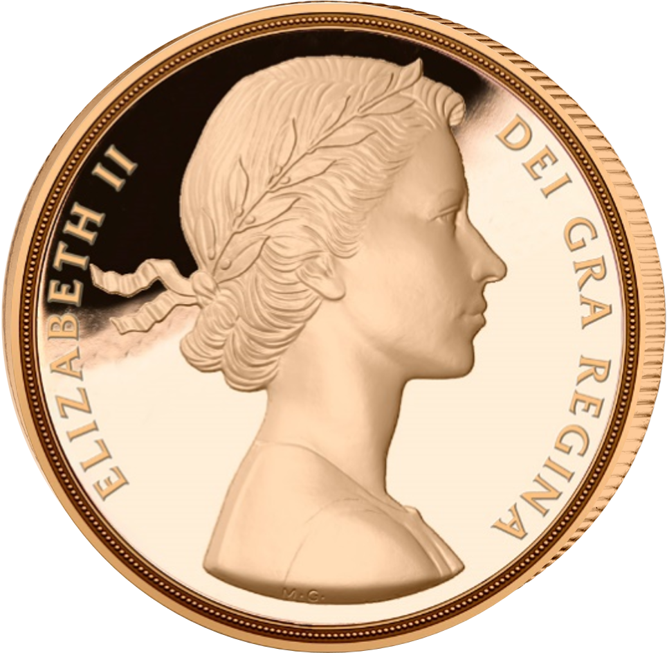 Hommage très exclusif en or massif à la Reine Elisabeth II, 2 Souverains en or (0.25 et 0.5)