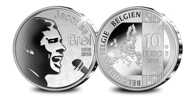 Votre pièce de 10 Euro 2018 Jacques Brel en argent massif