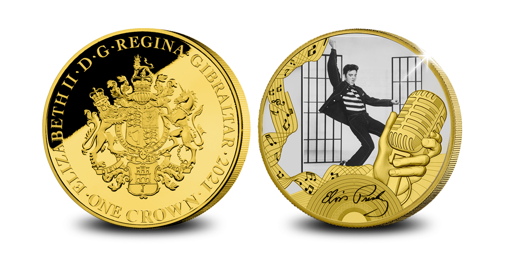 Elvis Presley - Jailhouse Rock, pièce plaquée or 24 carats Elvis Presley - Jailhouse Rock, pièce plaquée or 24 carats