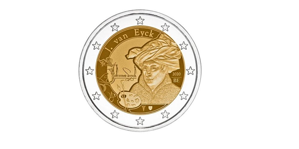 Pièce Commémorative Belge officielle de 2 Euros en l'honneur de Jan van Eyck