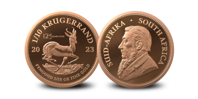 Votre Krugerrand 2023 1/10 Once en or avec marque d'atelier célébrant les 125 ans du parc national Kruger 