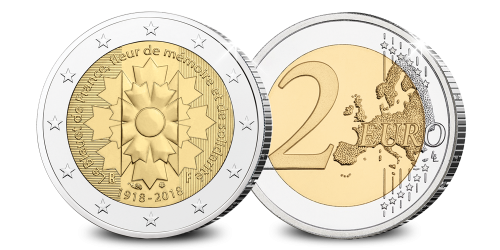 Pièce de 2 Euros, émission spéciale française ‘’Le bleuet’’  Pièces