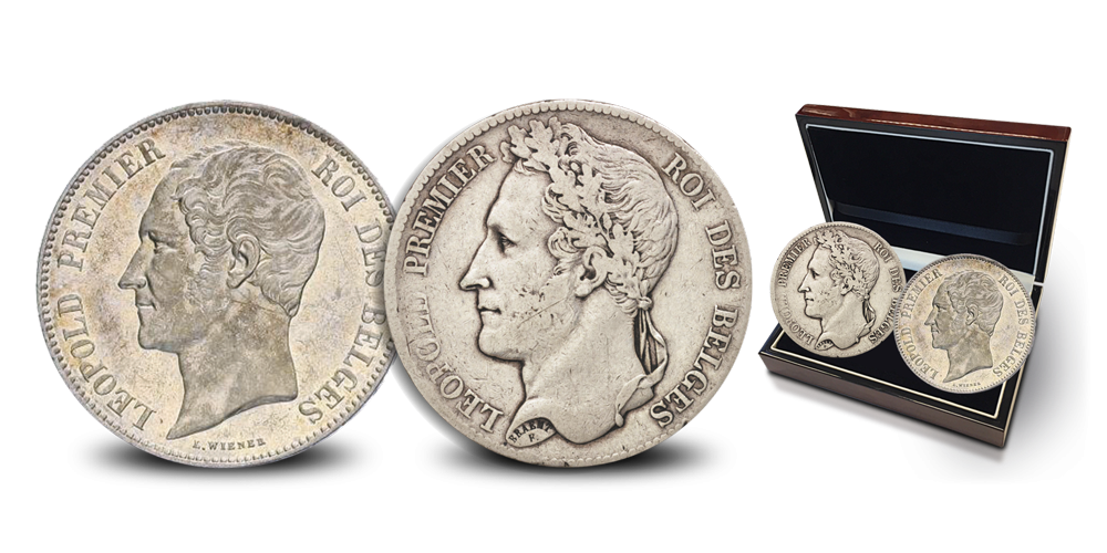 5 Francs d'Argent originaux Léopold Ier | Pièces belges d'il y a plus de 100 ans