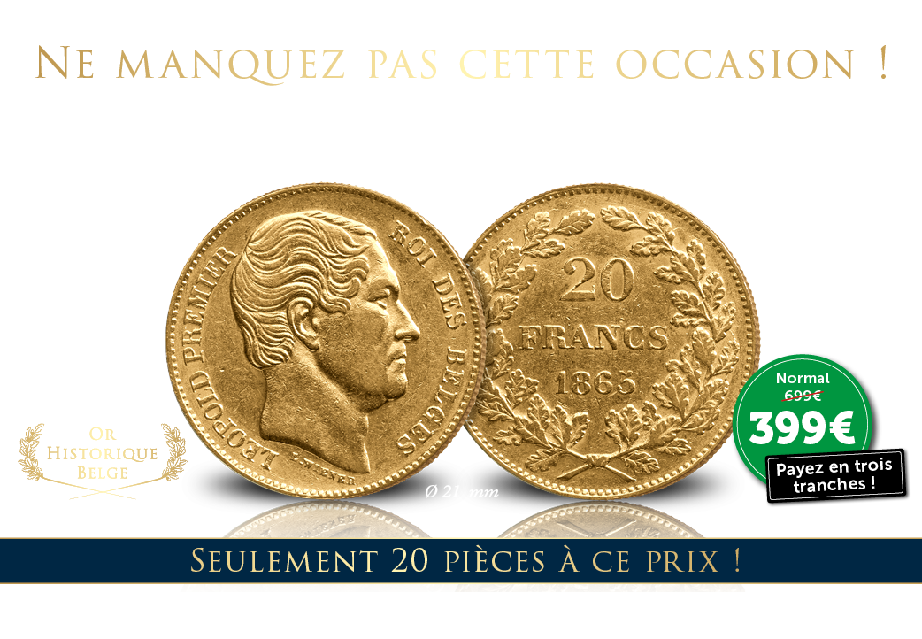 20 francs Léopold Ier, en or massif