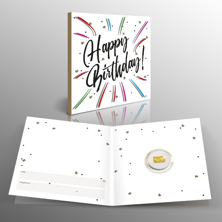 lingot porte-bonheur en or pur d'1/100 once avec une carte-cadeau pour anniversaire lingot porte-bonheur en or pur d'1/100 once avec une carte-cadeau pour anniversaire