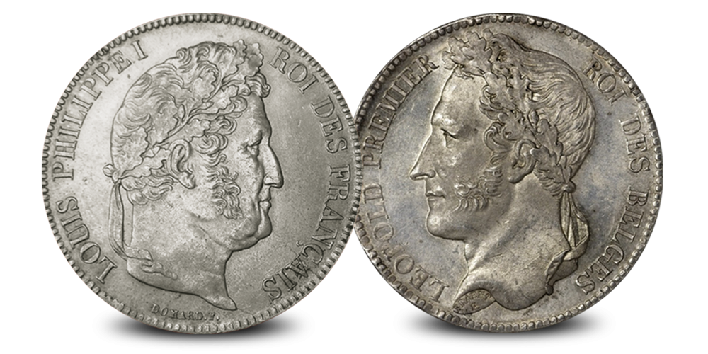 Louis Philippe et Léopold Ier, Beau-père et beau-fils sur leurs pièces de 5 francs en argent Louis Philippe et Léopold Ier, Beau-père et beau-fils sur leurs pièces de 5 francs en argent
