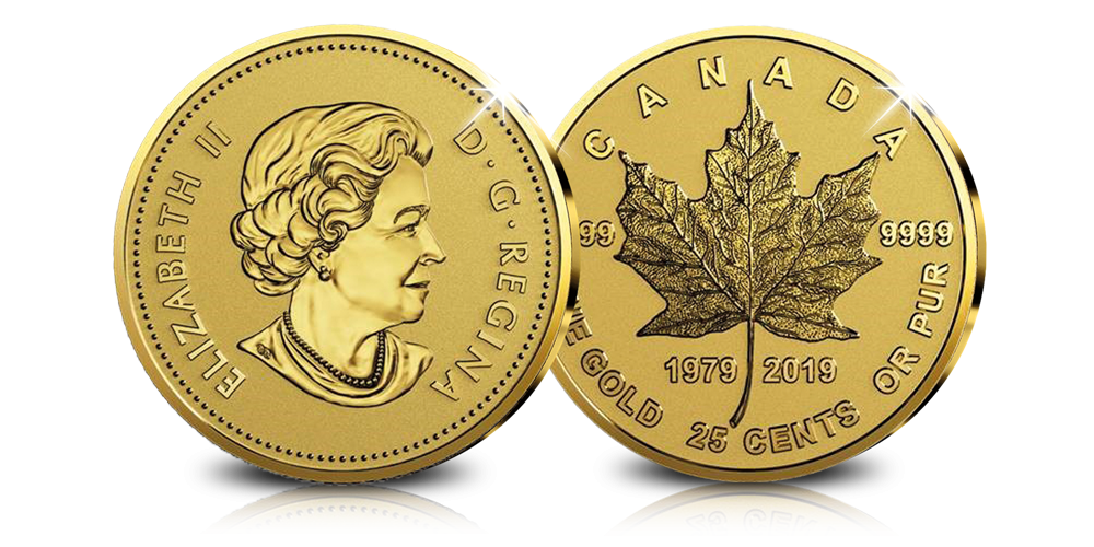 La légendaire Maple Leaf en or massif émise en édition anniversaire célébrant ses 40 ans d’existence. La légendaire Maple Leaf en or massif émise en édition anniversaire célébrant ses 40 ans d’existence.