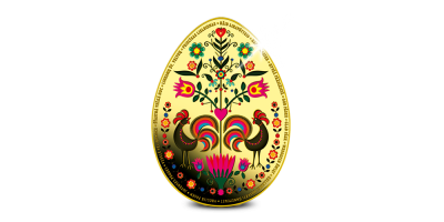 Votre pièce de Pâques en plaqué or pur et partiellement coloré en forme d'un oeuf 