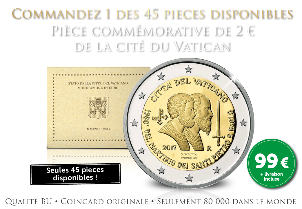 Pièce commémorative de 2 € très recherchée de la Cité du Vatican
