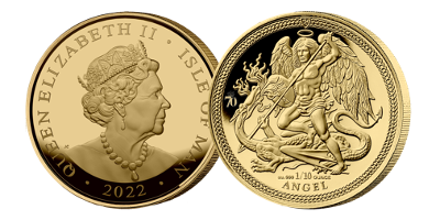 Unique : Pièce d' Ange 2022 en 1/10 Once avec le portrait de la reine Elizabeth