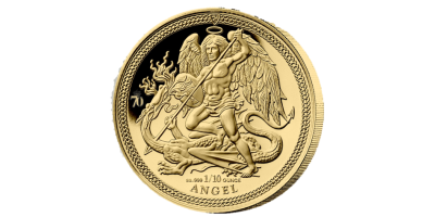 Pièce d' Ange 2022 en 1/10 Once avec le portrait de la reine Elizabeth