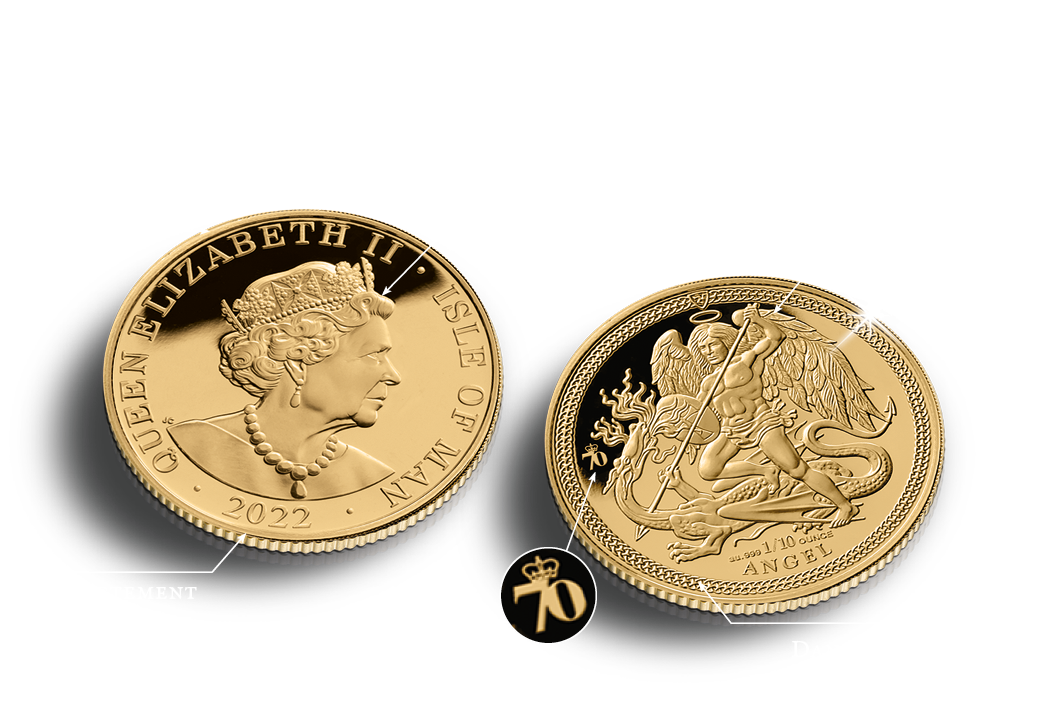 Unique : Pièce d' Ange 2022 en 1/10 Once avec le portrait de la reine Elizabeth