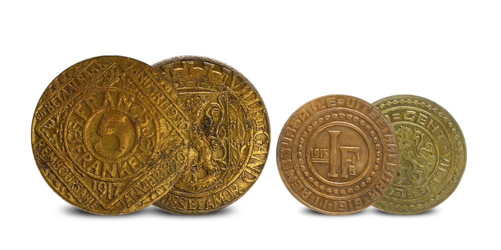 Pièces de nécessité de Gand de la Première Guerre mondiale. Pièces de nécessité de Gand de la Première Guerre mondiale.