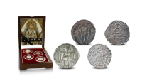 Ensemble de 4 pièces byzantines d'argent avec portrait de Jésus