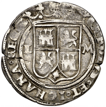 Real d'argent de Charles V frappé en Nouvelle-Espagne Real d'argent de Charles V frappé en Nouvelle-Espagne