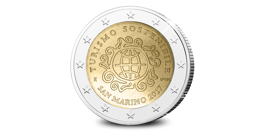 La pièce de 2 € de Saint Marin en l’honneur du Tourisme Durable 2017 La pièce de 2 € de Saint Marin en l’honneur du Tourisme Durable 2017