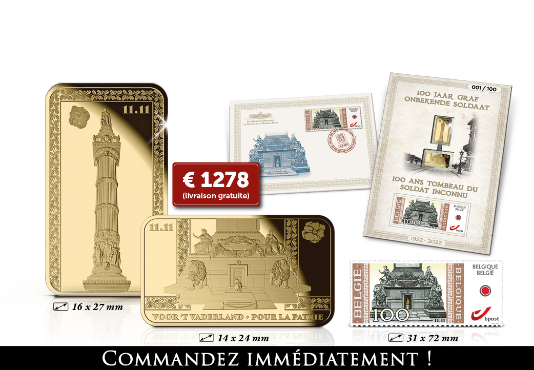 Ensemble de lingots d'or pur commémorant les 100 ans de la Tombe du Soldat Inconnu 