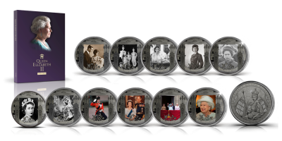 Votre ensemble de la Reine Elizabeth plaquée or noir 24 carats à la mémoire d'une reine spéciale