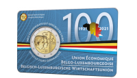 Pièce de 2 Euros 2021 « 100 ans UEBL » BU dans une coincard française