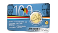 Pièce de 2 Euros 2021 « 100 ans UEBL » BU dans une coincard française