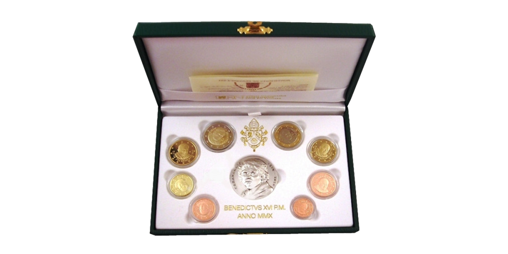 ensemble de pièces en euros de la Cité du Vatican 2010 en qualité Belle Epreuve