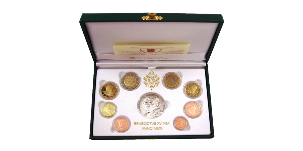 ensemble de pièces en euros de la Cité du Vatican 2010 en qualité Belle Epreuve ensemble de pièces en euros de la Cité du Vatican 2010 en qualité Belle Epreuve
